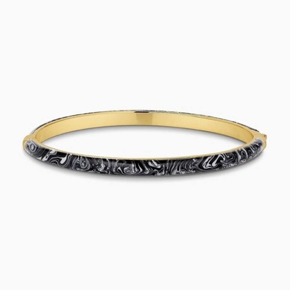 Gorjana New 18k Gold Plated Brass Resin Black Marble Paseo Cuff Bracelet